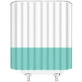 thumbnail image 3 of Cyan White Shower Curtain Boho Vintage Color Block Mid Century Modern Simplicity Textured Bright Natural Fabric Home Bathroom Decor with Hooks(72" WX72 H), 3 of 4