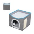 thumbnail image 1 of Foldable Double Layer Cat House Multifunctional Bed Soft And Comfortable Safe And Reliable Easy To Clean Large Cat Cave For Indoor Cats, With Scratch Pad, 1 of 8