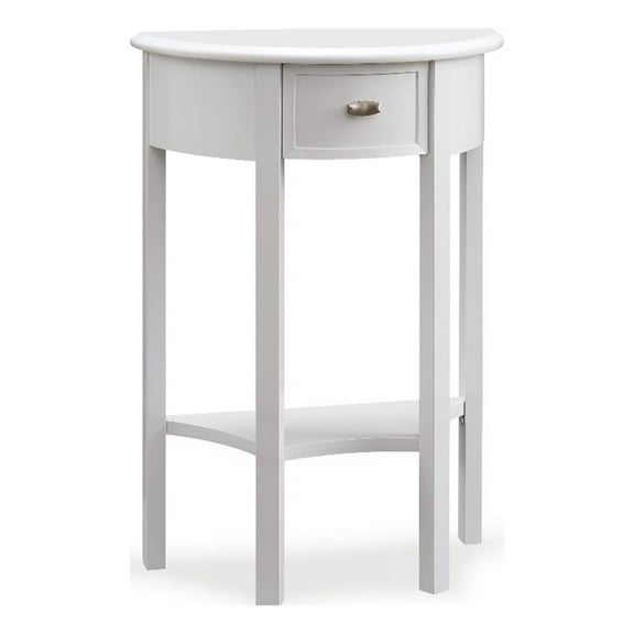 Pemberly Row Modern Solid Wood Demilune Hall Stand in Crisp White