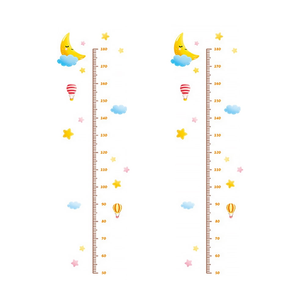 2PCS Kids Room Cartoon Adhesive Height Chart Sticker Removable PVC