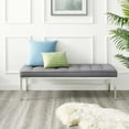 thumbnail image 3 of Modway Loft Tufted Vegan Leather Bench in Silver Gray, 3 of 5