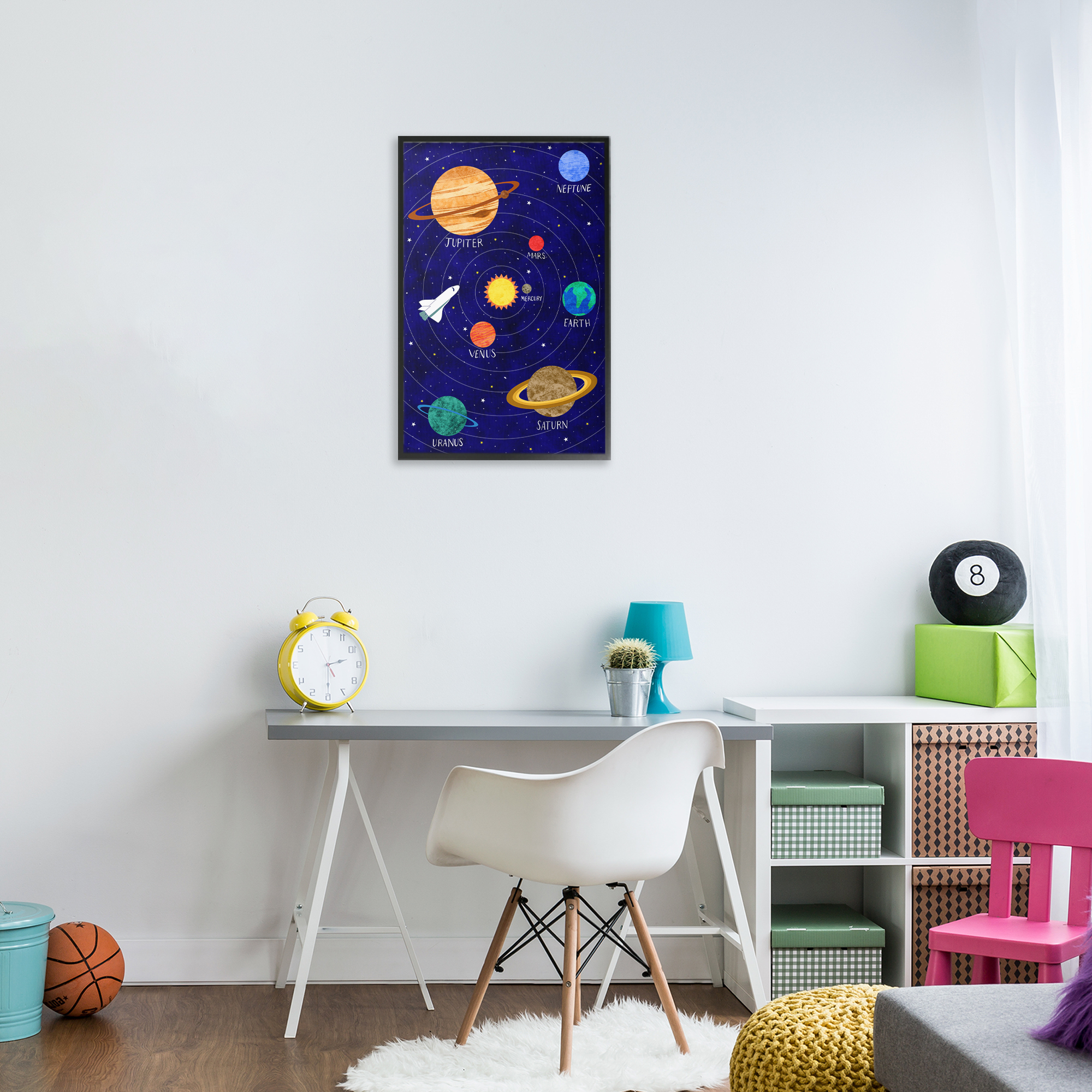 Solar System Education Black Framed Giclee Art, design by Elizabeth Caldwell
