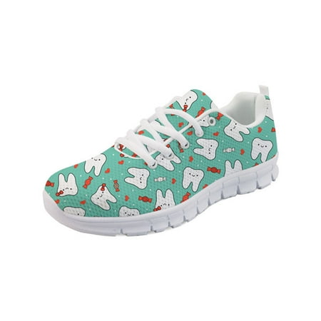 

Cartoon Dentist/Teeth Pattern Summer Woman Flats Shoes Spring/Autumn Lace Up Sneakers Girls Casual Jogging Shoes Ladies Footwear