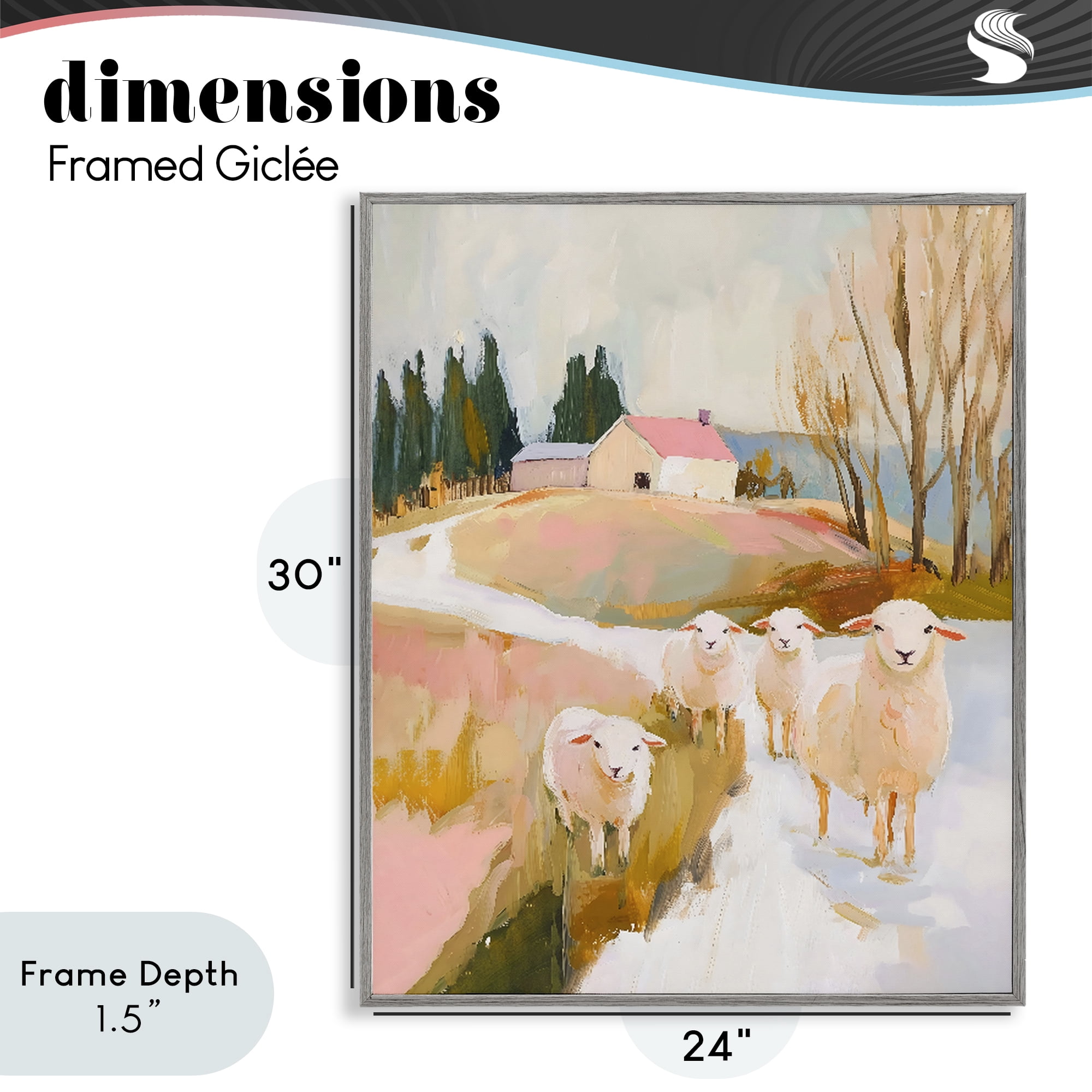Stupell Industries Sheep on the Roadside Pasture Gray Framed Giclee Art, design by The Prints Vibe
