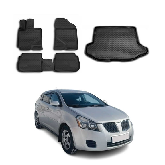 Custom Floor Mats & Cargo Liners for Pontiac Vibe 2009-2010 Black 5 Pcs