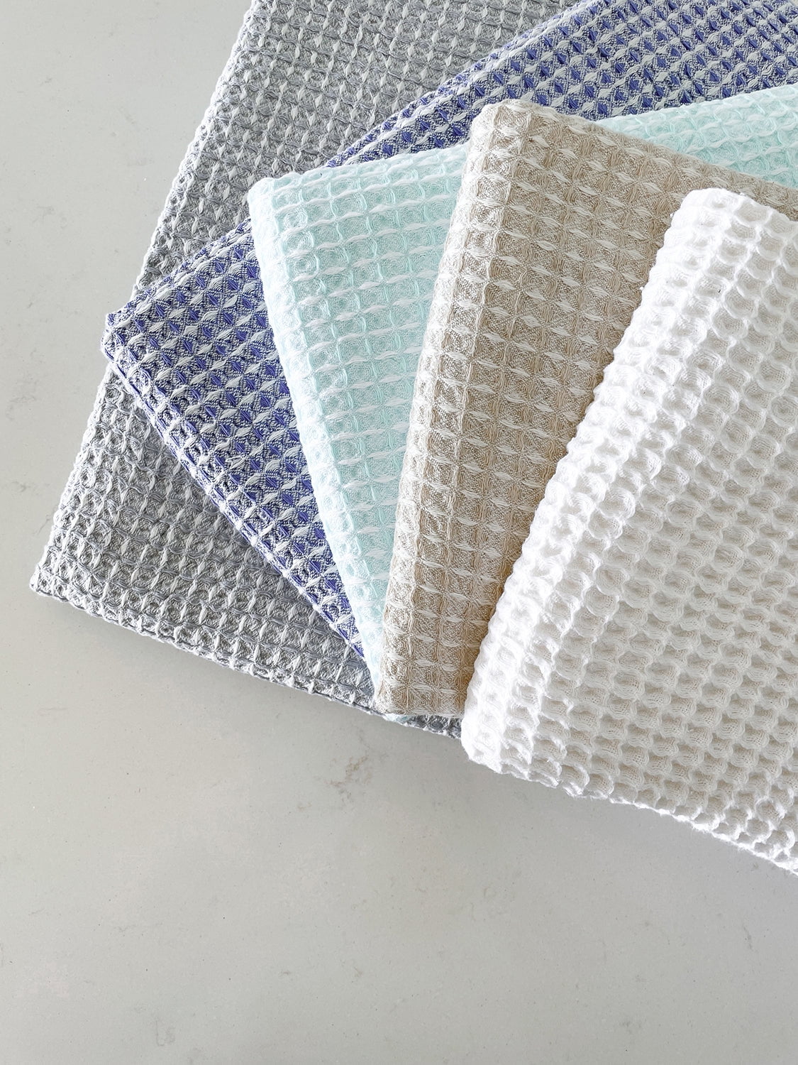 2 Tone Turkish Cotton Waffle Bath Towel Sky Blue