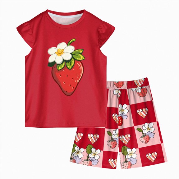 Sopiago Toddler Girl Clothes 2T 3T 4T 5T Summer Outfits Cotton Sleeveless Tank Tops Shorts Little Girls Clothing Set Watermelon Red,2-3 Years