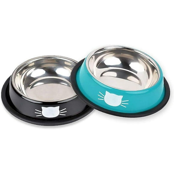 Dww-lot De 2 Bols Pour Chat, Bols Antidrapants En Acier Inoxydable Pour Chat, Chat, Chiot, Hamster, Lapin, Mangeoire Et Abreuvoir Pour Petits Animaux