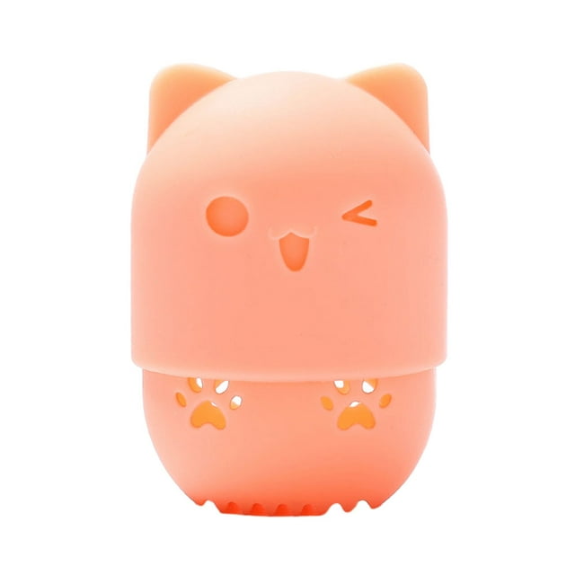 Wweixi Hygienic And Durable Washable And Reusable Storage Box For Cat Makeup Sponges light orange 1Set
