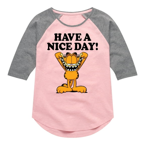Garfield - Have A Nice Day - Toddler And Youth Girls Raglan Graphic T-Shirt