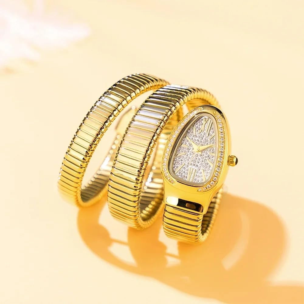 Snake Bracelet Women's Watch Gold Steel Wrapped Strap Quartz Watches Women Casual Ladies Wristwatch