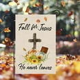 thumbnail image 3 of Fall Garden Flag, Fall for Jesus He Never Leaves Flags 12x18 Double Sided for Outside, Christian Cross Small Yard Burlap Flag Vertical Rustic Porch Lawn Mini Decorations Outdoor, 3 of 6
