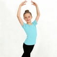 thumbnail image 2 of Liweisiy Girl's Dance Crewneck Shirts Slim Fit Short Sleeve Solid Color Tees Summer Breathable Workout Athletic Sweatshirts Green 9 Years, 2 of 7