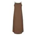 thumbnail image 5 of up to 60% off Gifts Usmixi Formal Dresses for Women Beach Plus Size Casual Irregular Slit Hem Strap Maxi Sundress Round Neck Sleeveless Solid Summer Long Dress Brown XXXXXL, 5 of 6