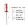 thumbnail image 2 of Unique Bargains 5mm x 16mm en Aluminium Tête Ronde Plate Rivets Aveugles, Rouge 25 Pack, 2 of 5