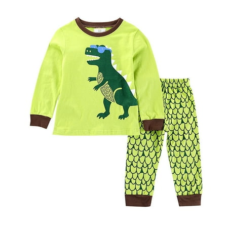 

RPVATI Child Children Kids Clothes Cartoon Dinosaur Long Sleeve T Shirts Pants Pajamas Set Fall Winter Clothes