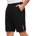 thumbnail image 2 of Titcea Mens Shorts Elastic Waist Zipper Pockets Gym Shorts Lightweight Fast Dry Running Workout Shorts Black, 2 of 7