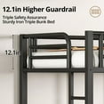 thumbnail image 3 of 3 In 1 Metal Bunk Bed, Twin Size L Shaped Triple Bunk Bed with Guardrails, Black, 3 of 7