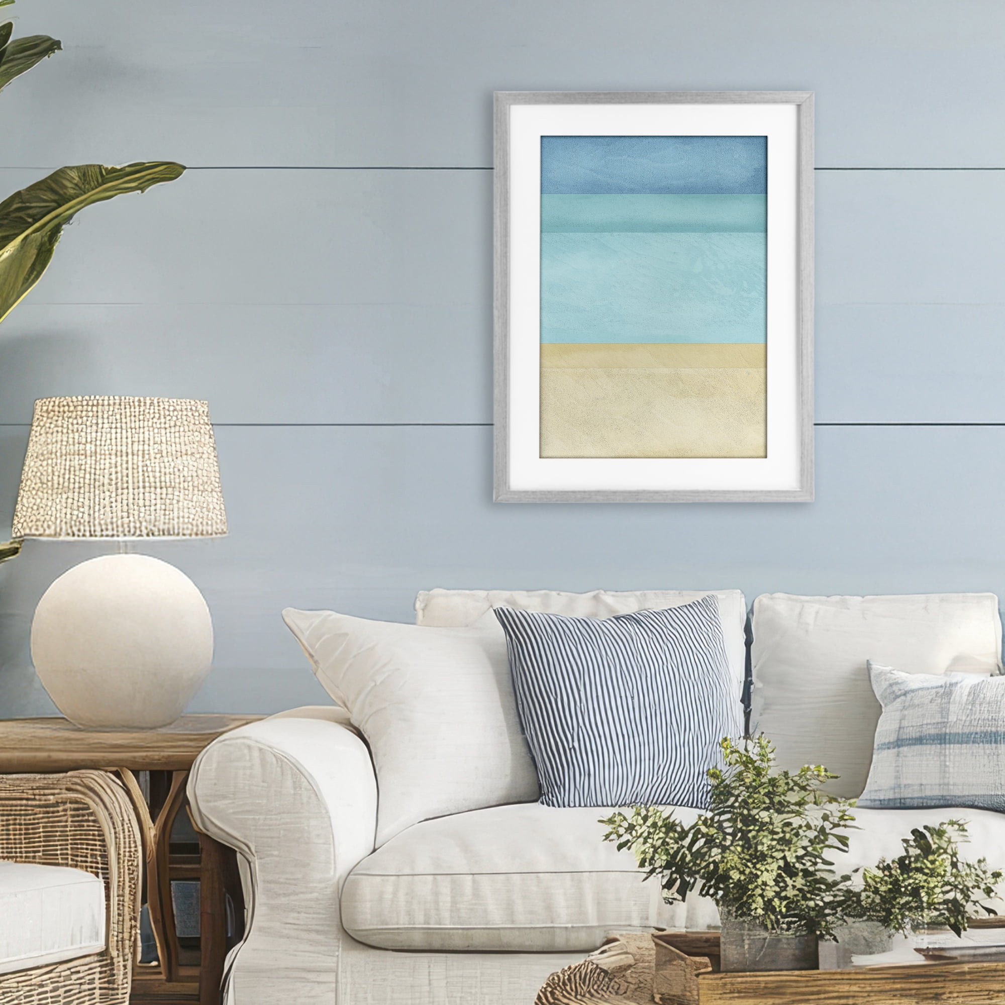 Stupell Industries Abstract Beach Coastal Color Block Gray Framed Print Under Glass, design by Martina Pavlova