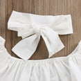 thumbnail image 4 of Qiylii 3 Pcs Kids Girls Outfit, Off Sloulder Top+ Hole Long Jeans + Headband, 4 of 7