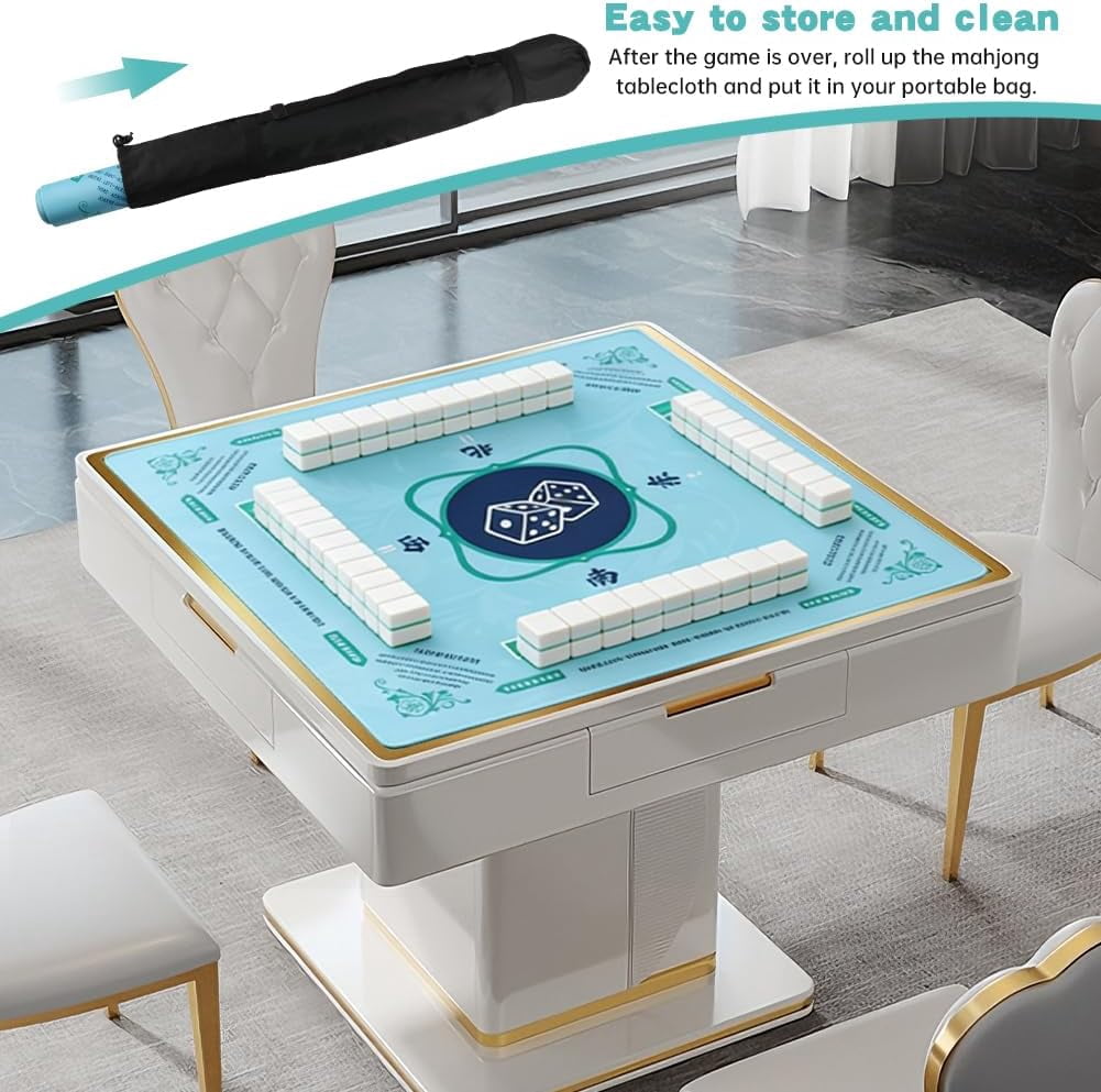 Mahjong Mat, Gaming Mat for Table with Bag, 31.5" x 31.5" Rubber Anti Slip & Noise Reduction Board Gaming Mats for Mahjong/Poker/Board Games/Card Games/Dominoes(Color:Type2)