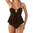 thumbnail image 1 of DGMIOCS Women's Two Piece Swimsuit Women's Tankini Set Coffee L, 1 of 5