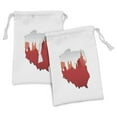 thumbnail image 1 of Polish Fabric Pouch Set of 2, Graphical Map in Flag Colors and of the State, Small Drawstring Bag for Toiletries Masks and Favors, 9" x 6", Vermillion Pearl, by Ambesonne, 1 of 2