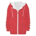 thumbnail image 5 of Women's Polka Dot Print Zip Up Drawstring Hooded Sweatshirt with Pockets, Long Sleeve Casual Comfortable Fashion Top for Autumn Winter Daily Wear, Beach Outings and All Season Red XL, 5 of 7