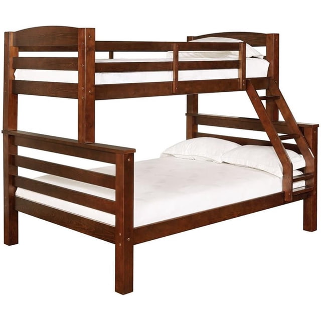 Rosebery Kids Lit Superposé en Bois Simple sur Double avec Échelle Intégrée, Brun