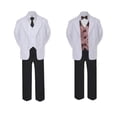 thumbnail image 2 of 7pc Boy Formal Necktie Black White Suit Set Satin Bow Tie & Vest Baby Sm-20 Teen, 2 of 3