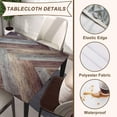 thumbnail image 4 of Wood Grain Square Tablecloth Fitted Table Cover with Elastic Edge Wooden Board Cloth Washable Tablecloths Wipe Clean for Indoor Outdoor Home Farmhouse, Fit for 32"x32" Tables, Style-13, 4 of 4