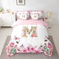 thumbnail image 2 of Floral A-Z Comforter Set Full Size,Initial Letter Bedding Set Teens,Monogrammed Bed in a Bag Alphabet Bedding（Comforter, Sheets, Pillowcases & Cushion Covers）, 2 of 5