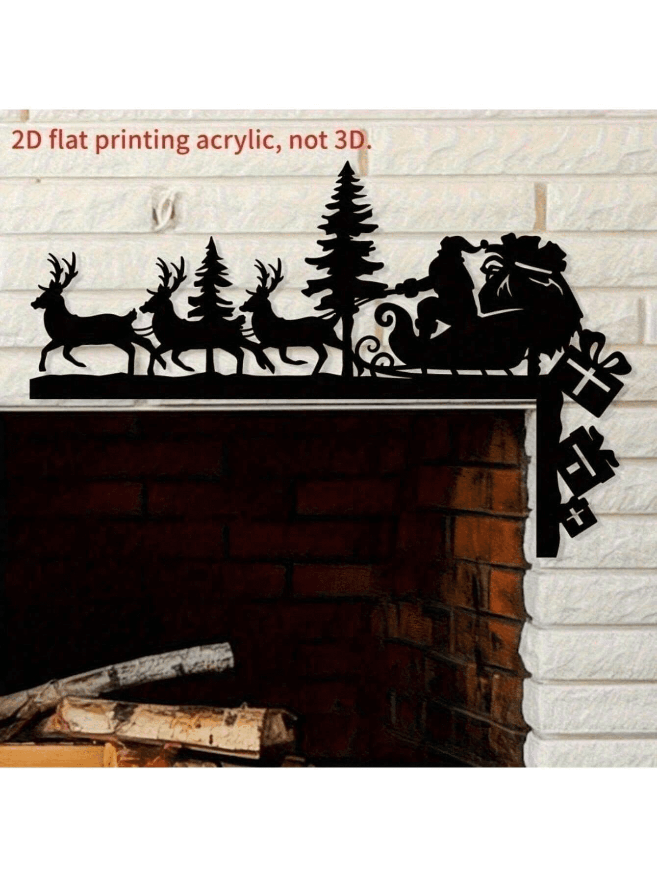 3D Santa Silhouette Wall Art with Reindeer Antlers Holiday Hanging Ornaments for Home Decor