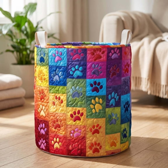 Soft Quilted Laundry Basket with Handles,28x20 Inch Boho Floral Fabric Storage Hamper for Nursery,Bedroom,Laundry Room,Clothes