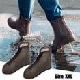 thumbnail image 3 of Unique Bargains 1 Pair Unisex Waterproof Reusable Rain Shoe Covers Ankle high top Boots Non-Slip Coffee Colour Size XXL, 3 of 6