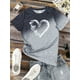 thumbnail image 4 of Camiseta con estampado de corazón para mujer, ropa de gran tamaño, camisetas de cuello redondo, blusa de diseño Original, 2024, 4 of 5