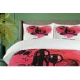 thumbnail image 4 of Ambesonne Wine Duvet Cover Set, Sketch Watercolor Heart, 2-Calking, Pink Coral Black, 4 of 7