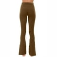 thumbnail image 4 of Wyobmus Womens Plus Size Flared Yoga Pants Solid Stretch High Waisted Tummy Control Workout Leggings Bootcut Yoga Leggings XS-4X Brown, 4 of 5