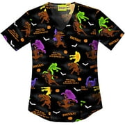 Shaped V-Neck Cotton Scrub Top in our Zoink's Halloween print