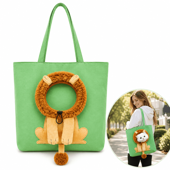Canvas Pet Carrier Tote Bag, Cat & Small Dog Travel Shoulder Bag with Safety Buckle, Cute Animal Print Pet Gift