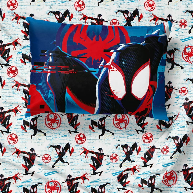 Jay Franco Marvel Spiderman Glitch Blue Full Bed Set, 7 Piece, 100