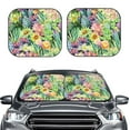 thumbnail image 2 of Xecao Watercolor Blooming Cactus for Foldable Car Sun Shades (2-Pack) offer sun protection with an easy-fold design for convenient windshield shading., 2 of 7