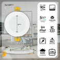 thumbnail image 2 of NUWATT 6 Pack, 4 Inch Ultra-Thin LED Recessed Lighting, 5CCT 2700K/3000K/3500K/4000K/5000K Selectable, 630LM, 9W, IC Rated, Dimmable Slim Panel Light, White Trim Canless Wafer With Junction Box, ETL, 2 of 9