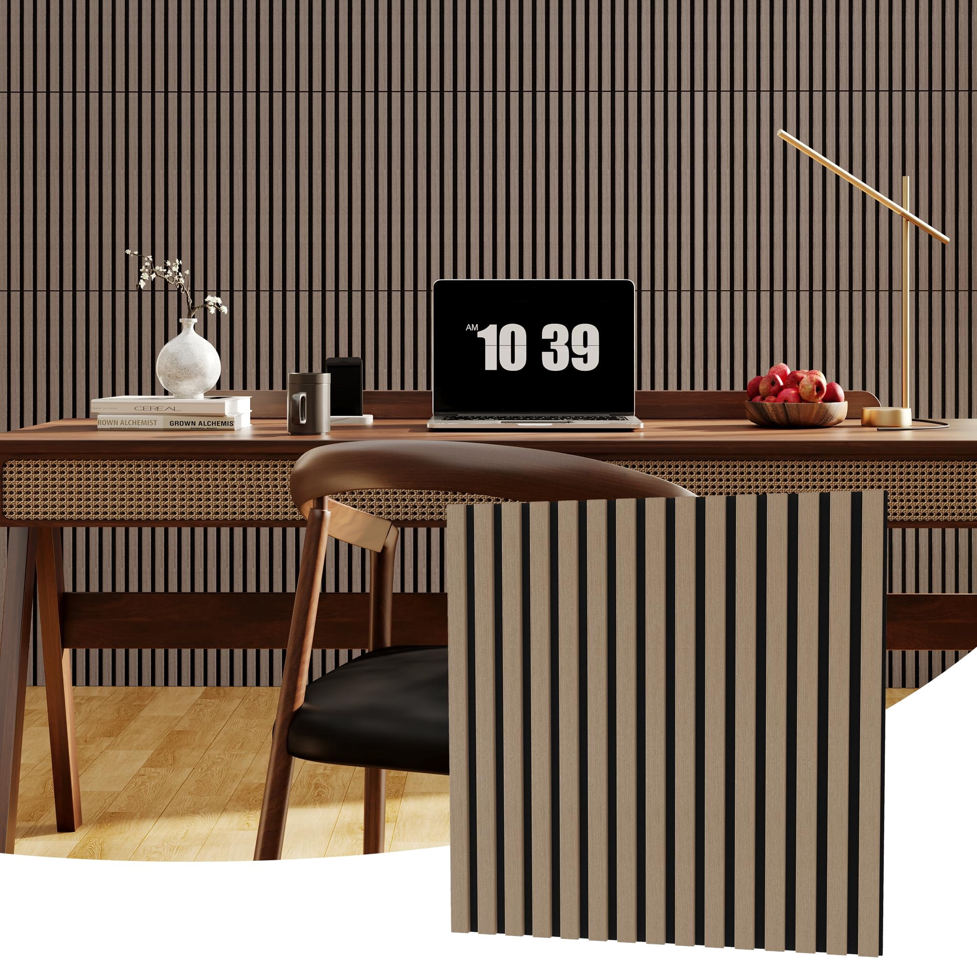 Accreate 3D Wooden Acoustic Wall Panels – Noise Reduction Soundproof Decorative Slat Tiles – Great for Home Theater, Office, Studio, Bedroom, Living Room