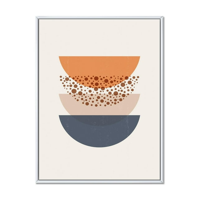 Designart Abstract Sun & Moon Geometrics In Blue & Orange FLOAT FRAME WALL ART
