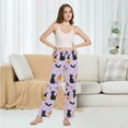 thumbnail image 6 of FORMRS Women's Pajama Pants with Pockets Soft Comfy Loungewear Sleep Bottom, Sizes S-2XL, Light Purple Halloween Black Cat, 6 of 8