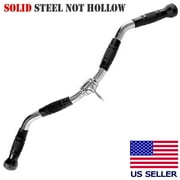 Fitness Maniac Home Gym Cable Attachment 30 inch Curl Bar Handle Machine Exercise Chrome PressDown Strength Training Home Gym Attachments