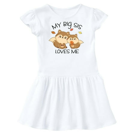 

Inktastic My Big Sis Loves Me with Cute Squirrels in Autumn Gift Toddler Girl Dress