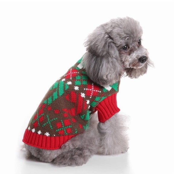 Christmas Pet Sweaters for Cats and Dogs Ribbed Knitted Fall Winter Warm Shirts Soft Pets Clothes Small Puppy Outfits Red M