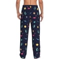 thumbnail image 3 of Uemuo Space Dinosaur Pattern Men's Wide Leg Palazzo Lounge Pants with Pockets Light Weight Loose Comfy Casual Pajama Pants-X-Large, 3 of 9